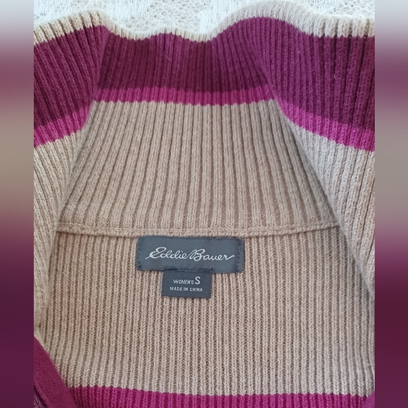 WOMEN'S EDDIE BAUER SIZE SMALL RIBBED DOUBLE-ZIP MOCK NECK CARDIGAN 100% COTTON - Picture 1 of 14